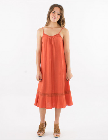 54% linen 46% viscose strapped dress