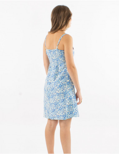 Robe courte polyester bretelles sari imprimé