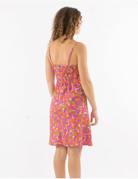 Robe courte polyester bretelles sari imprimé