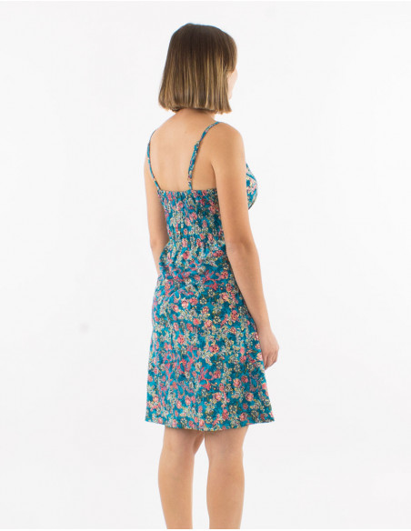 Robe courte polyester bretelles sari imprimé