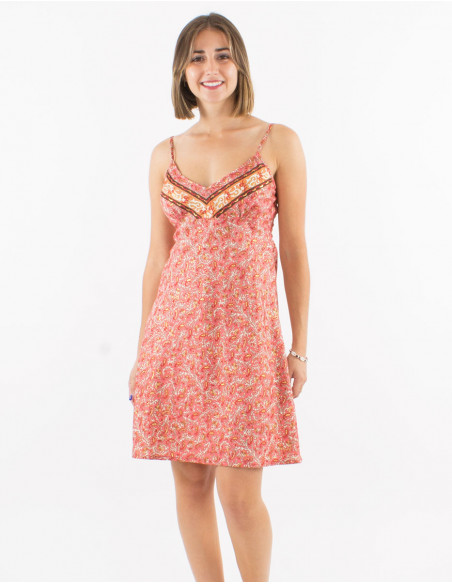 Short polyester straps and "sari" print