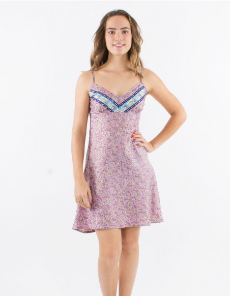 Short polyester straps and "sari" print