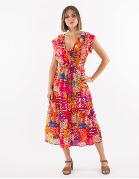 Robe viscose imprimé ethnique
