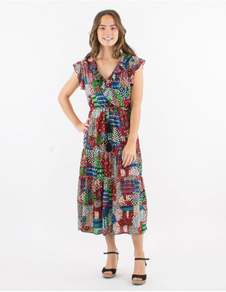 Robe viscose imprimé ethnique