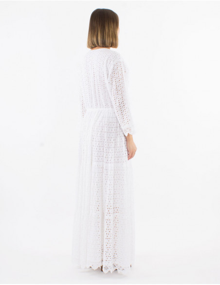 Long cotton embroidered dress with lining and Long sleeves