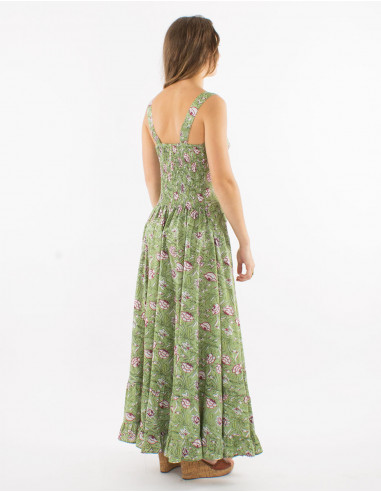 Robe longue coton bretelles larges imprimé Udai