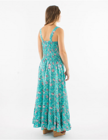 Robe longue coton bretelles larges imprimé Udai