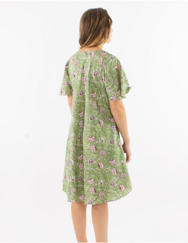 Robe coton manches courtes imprimé Udai