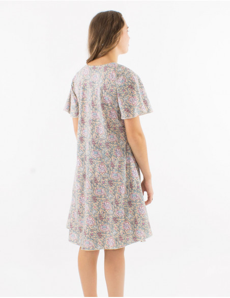 Robe coton manches courtes imprimé Agra