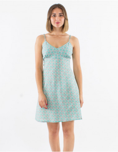 Cotton dress with straps and "lucknow" print