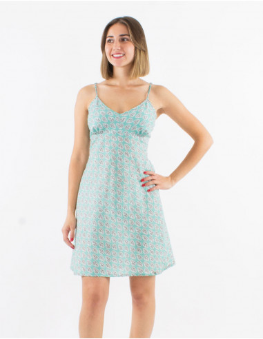 Robe coton doublée bretelles imprimé Lucknow