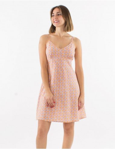 Robe coton doublée bretelles imprimé Lucknow