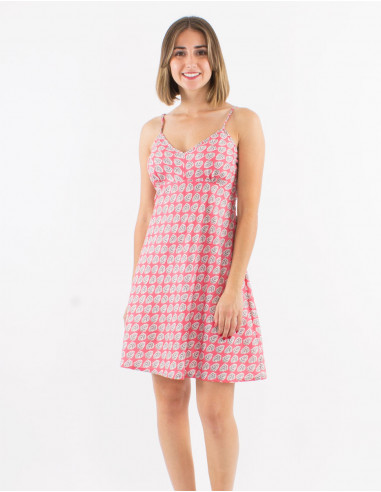 Robe coton doublée bretelles imprimé Lucknow