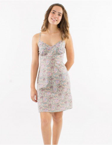 Robe coton doublée bretelles imprimé Agra