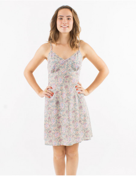 Robe coton doublée bretelles imprimé Agra
