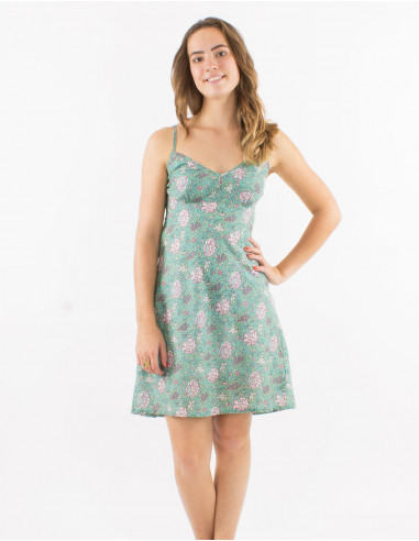 Robe coton doublée bretelles imprimé Agra