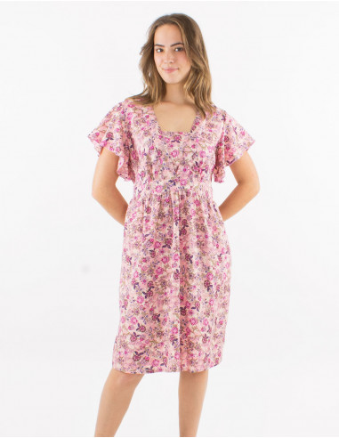 Robe polyester manches courtes imprimé Surat