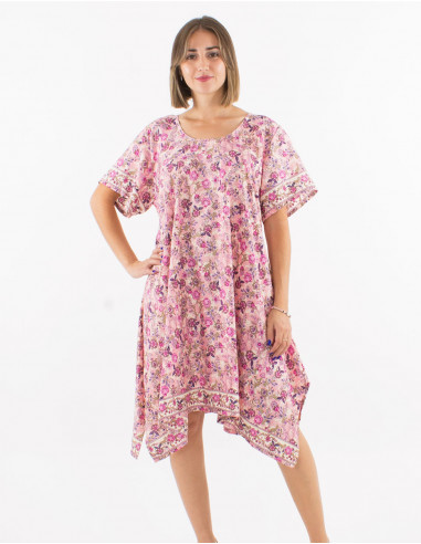 Robe polyester manches courtes imprimé Surat