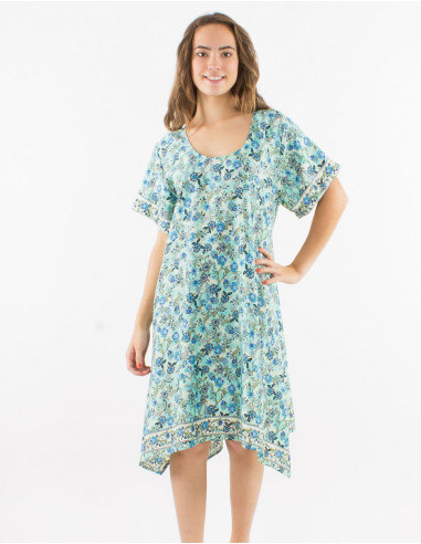 Robe polyester manches courtes imprimé Surat