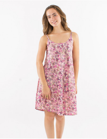 Robe courte polyester bretelles imprimé Surat