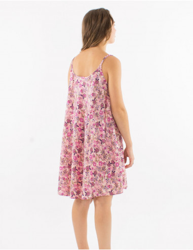 Robe courte polyester bretelles imprimé Surat