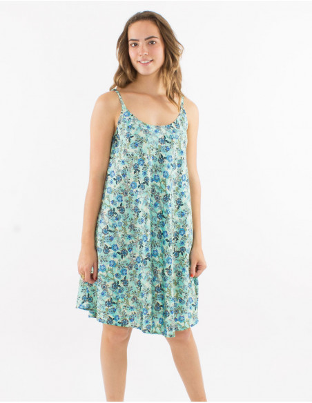 Robe courte polyester bretelles imprimé Surat