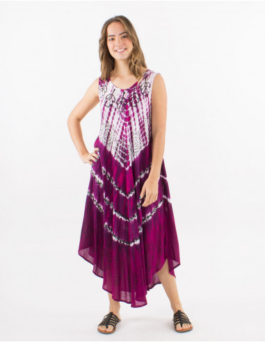 Robe crêpe de viscose sans manches Tie and dye Umbrella