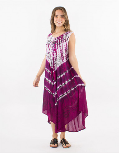 Robe crêpe de viscose sans manches Tie and dye Umbrella