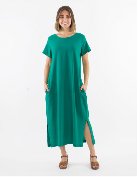 Robe longue coton sw manches courtes