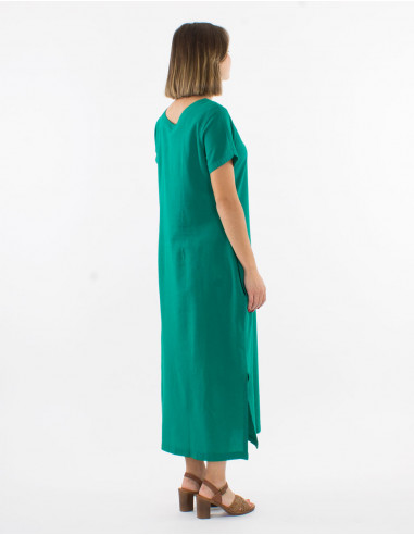 Robe longue coton sw manches courtes