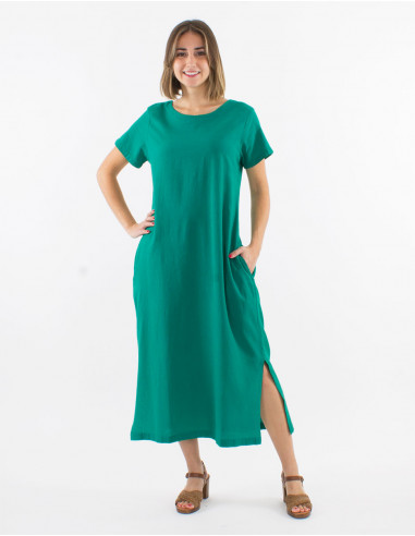 Robe longue coton sw manches courtes