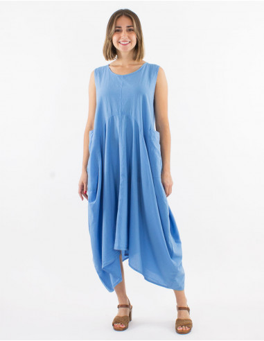 Long cotton sw sleeveless dress