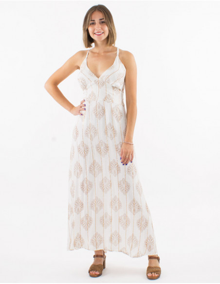 Long 95% viscose crepe 5% metallised yarn backless dress with cotton lining