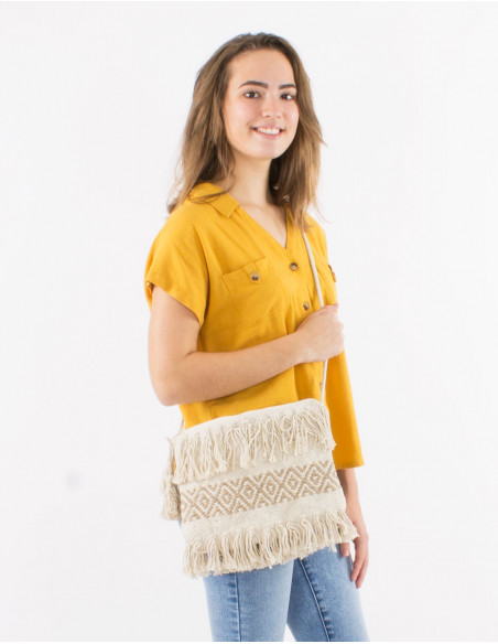 Sac coton macramé avec doublure 29X23CM