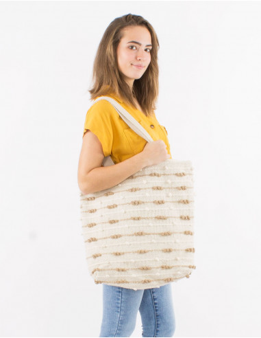 Macramé cotton bag with lining 45X45CM