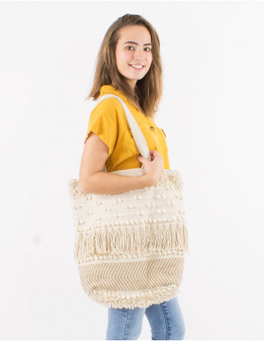 Macramé cotton bag with lining 45X45CM