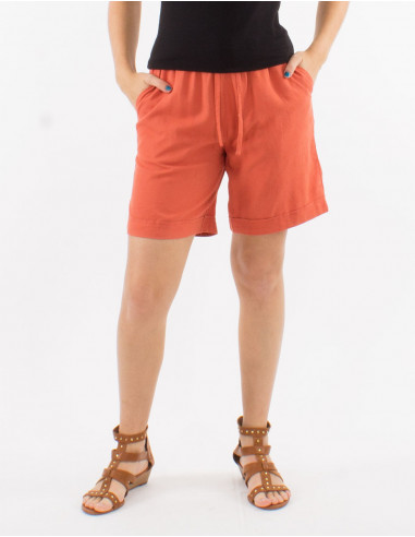 Short 54% lin 46% viscose ceinture elastique