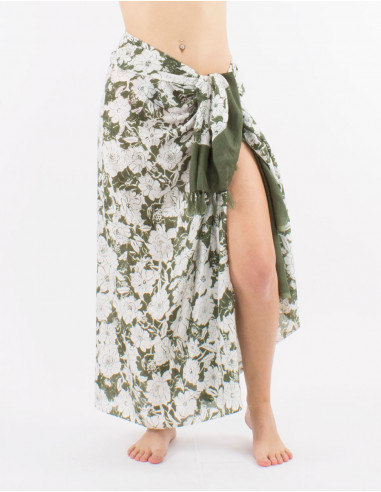 Pack of 10 viscose fringed "anemone" print sarong