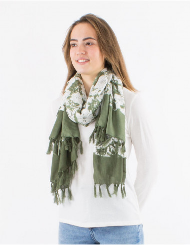 Pack of 10 viscose fringed "anemone" print sarong