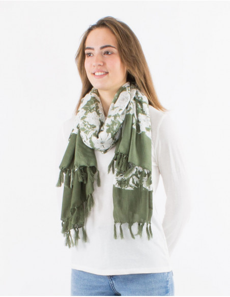 Pack of 10 viscose fringed "anemone" print sarong