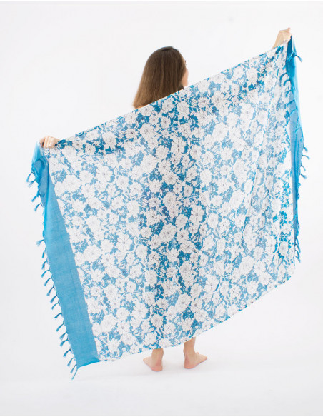 Pack of 10 viscose fringed "anemone" print sarong