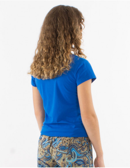 95% cotton 5% elastane plain tee shirt with short sleeves