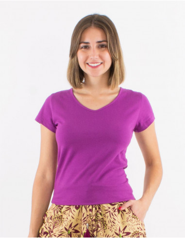 95% cotton 5% elastane plain tee shirt with short sleeves