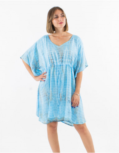 Viscose tie and dye tunic with belt