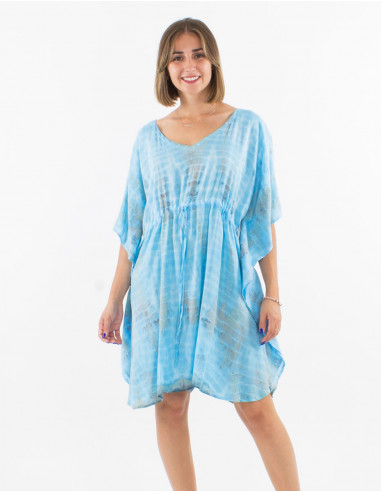 Viscose tie and dye tunic with belt