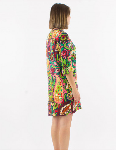 Tunique viscose boutonnée manches longues imprimé Antalya