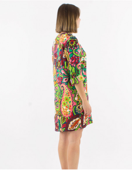 Tunique viscose boutonnée manches longues imprimé Antalya