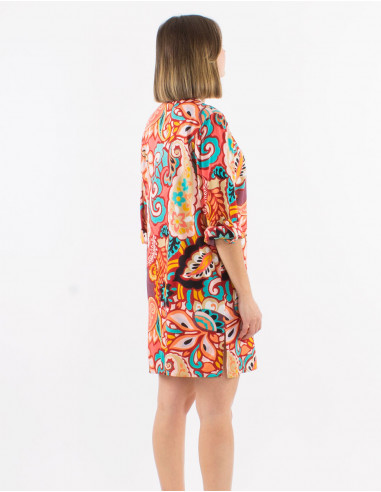 Tunique viscose boutonnée manches longues imprimé Antalya