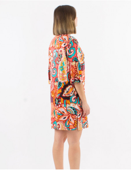 Tunique viscose boutonnée manches longues imprimé Antalya