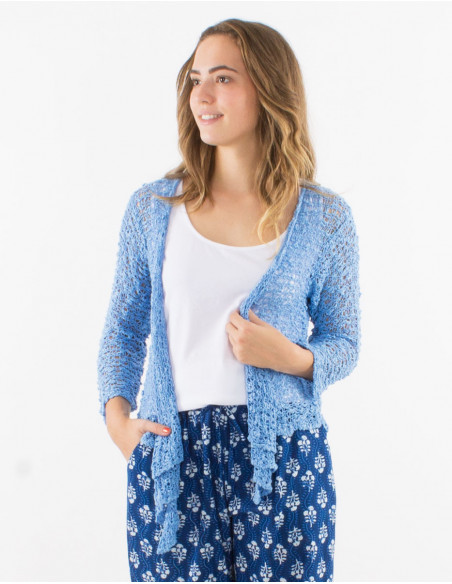 Popcorn polyester knitted jacket